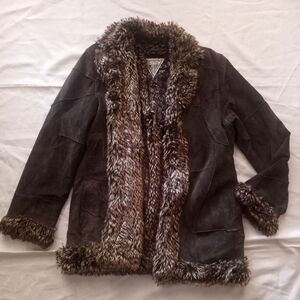 Vintage Marvin Richards Genuine Leather Patchwork Faux Trim Penny Lane Coat